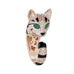 Boucheron Animaux de Collection Pink Gold Emerald Diamond Ring JRG02687