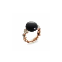 Chantecler Bon Bon Pink Gold Diamond Onyx Ring C.37978 Size 53