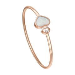 Chopard Happy Hearts Rose Gold Mother-of-Pearl Diamond Bangle Size M 857482-5303