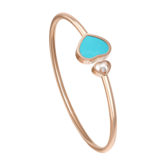 Chopard Happy Hearts Rose Gold Turquoise Diamond Bangle Size L 857482-5404