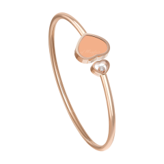 Chopard Happy Hearts Rose Gold Pink Stone Diamond Bangle Size L 857482-5604