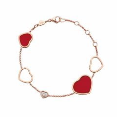 857482-5081|Chopard Happy Hearts Rose Gold Red Stone Diamond Bracelet