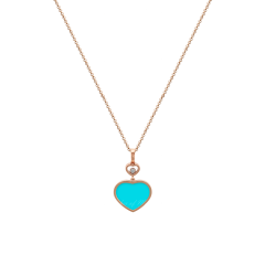 797482-5401 | Chopard Happy Hearts Rose Gold Turquoise Diamond Pendant