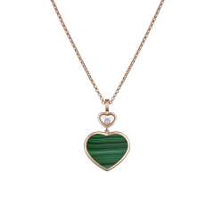 Chopard Happy Hearts Rose Gold Malachite Diamond Pendant 79A075-5151