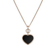 79A075-5201 | Buy Chopard Happy Hearts Rose Gold Onyx Diamond Pendant