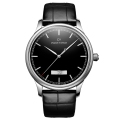 J017530270 | Jaquet Droz Grande Heure Minute Quantieme Onyx 43 mm watch. Buy Online