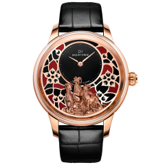 J005023278 | Jaquet Droz Petite Heure Minute Relief Goats Red Gold