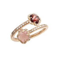 Pasquale Bruni Figlia Dei Fiori Rose Gold Garnet Chalcedony Diamond Ring Size 53 15958R