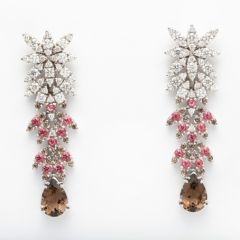 Pasquale Bruni Ghirlanda White Gold Diamond Sapphire Quartz Earrings 13368B