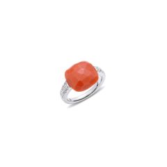 A.A207/B9/OK | Pomellato Capri White Gold Coral Diamond Ring | Buy Now
