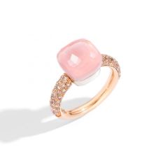 Pomellato Nudo White and Rose Gold Diamond Quartz Chalcedony Ring PAC0040_O7000_BRCQR