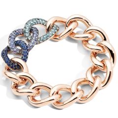 Pomellato Tango Rose Gold and Silver Aquamarine Sapphire Tanzanite Bracelet B.B2083TNZAF/A