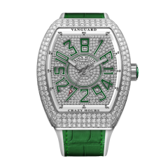 V 41 CH D CD (VR) AC DM GRN | Franck Muller Vanguard Crazy Hours Diamonds 41 x 49.95 mm watch | Buy Now