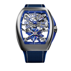 V 41 T GR CS SQT YACHT NBR (BL) AC SK BL | Franck Muller Vanguard Yachting Tourbillon Skeleton 41 x 49.95 mm watch | Buy Now 
