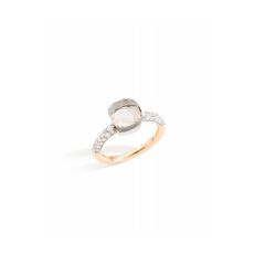 A.B704/O6B9TB Pomellato Nudo Rose and White Gold Topaz Diamond Ring