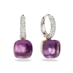 Pomellato Nudo White and Rose Gold Amethyst Diamond Earrings POB4010_O6000_DB0OI