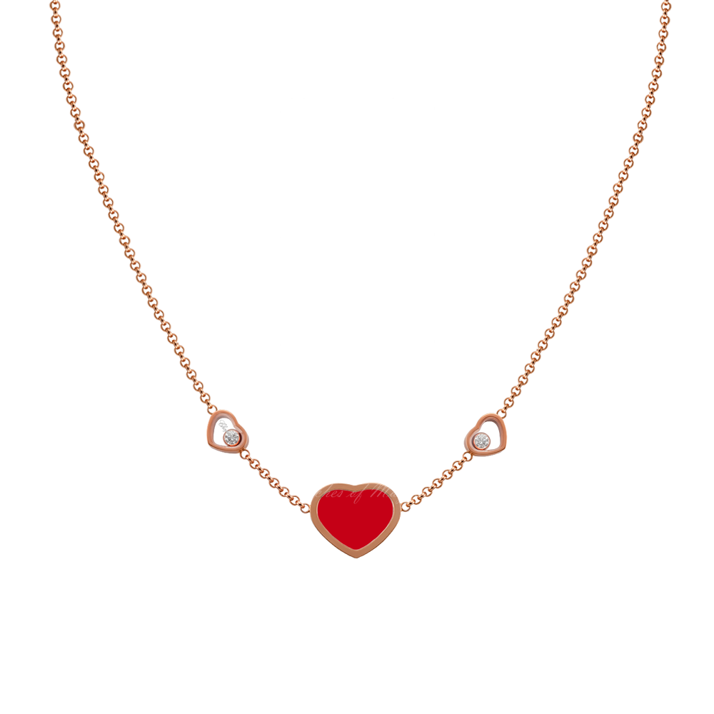 Chopard Happy Hearts Rose Gold Red Stone Diamond Pendant 81A082