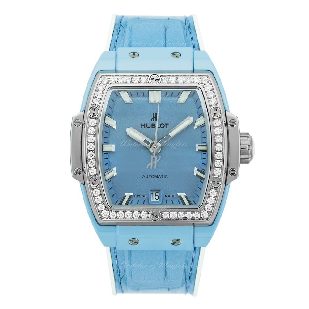 Hublot Spirit Of Big Bang Light Blue Ceramic Titanium Diamonds 39 mm 665.EN.891L.LR.1204 Buy Online Watches of Mayfair