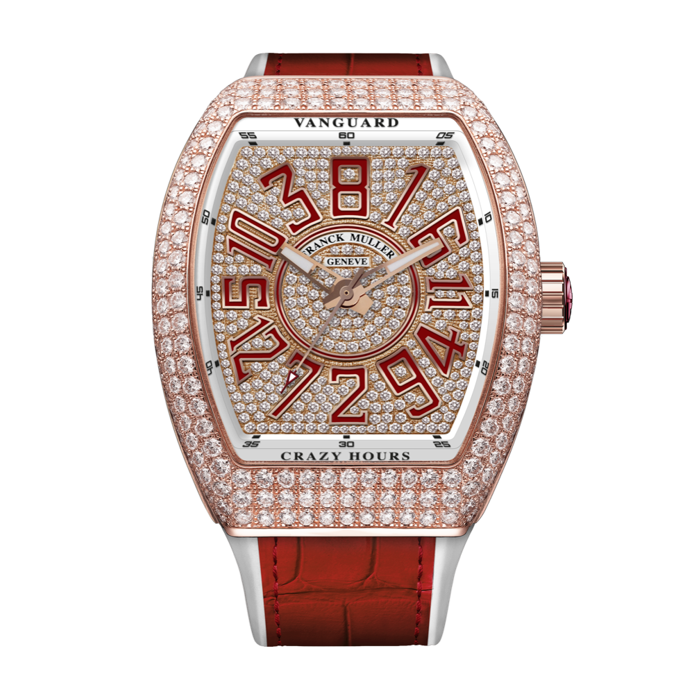 Franck Muller Vanguard Crazy Hours Diamonds 41 x 49.95 mm V 41 CH D CD RG 5N DM RD Buy Online Watches of Mayfair