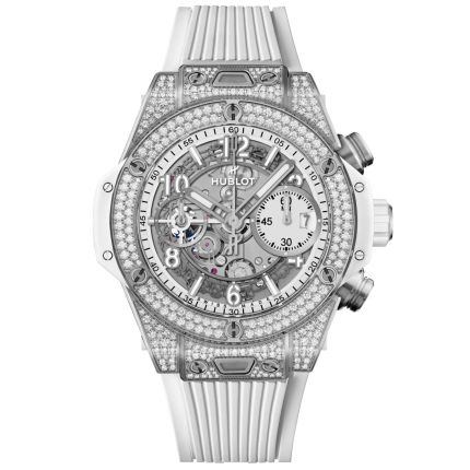 441.NE.2011.RW.1704 | Hublot Big Bang Unico Titanium White Pave 42 mm watch. Buy Online