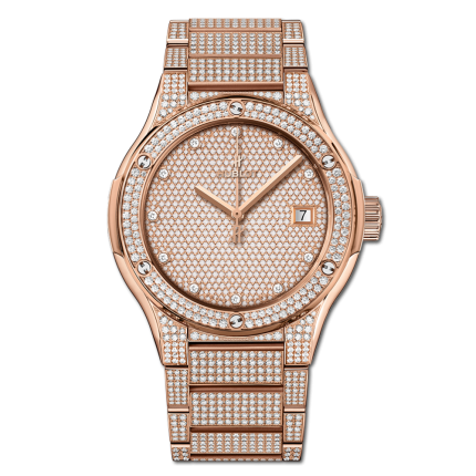 510.OX.9000.OX.3704 | Hublot Classic Fusion King Gold Full Pave 45mm watch. Buy Online