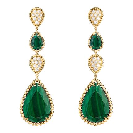 JCO01280|Boucheron Serpent Boheme Pink Gold Diamond Malachite Earrings