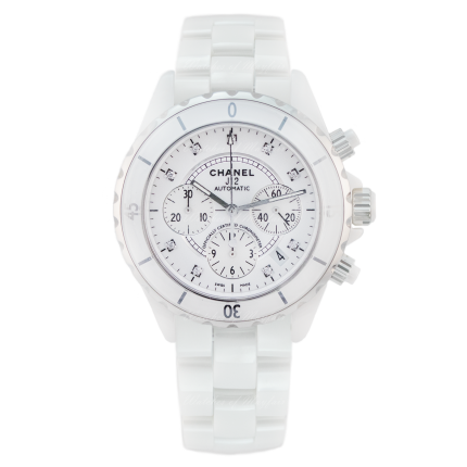 H2009 | Chanel J12 Chronograph White Ceramic Diamonds 41 mm watch. Buy Online