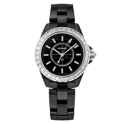 H3383 | Chanel J12 Jewellery Black Ceramic Baguette Diamonds 33mm watch | Buy Online