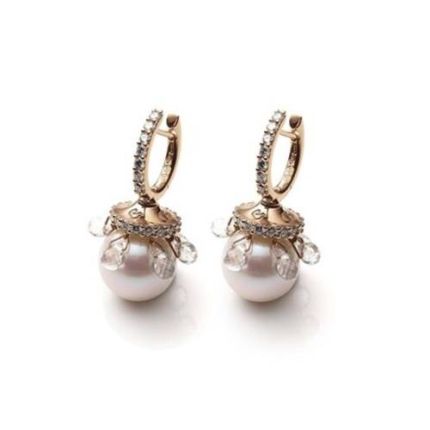 C.33026 | Chantecler Cherie Yellow Gold Diamond Pearl Crystal Earrings