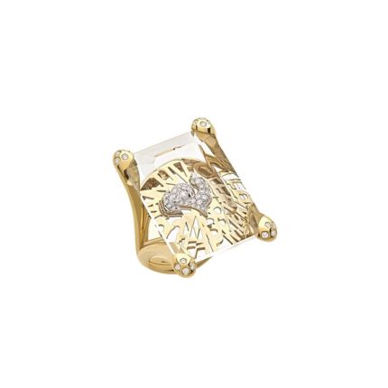 C.40256 | Chantecler Logo Yellow Gold Diamond Ring Size 53 | Buy Now