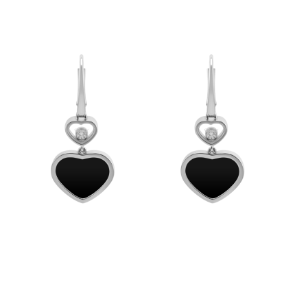 837482-1210 Buy Chopard Happy Hearts White Gold Onyx Diamond Earrings