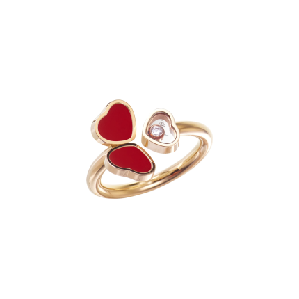 82A083-5810 | Chopard Happy Hearts Wings Rose Gold Red Stone Ring Size 52/53