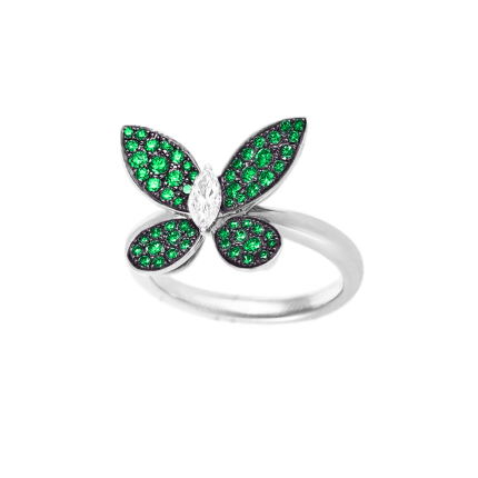 RGR256 | Buy Online Graff Butterfly White Gold Emerald Diamond Ring