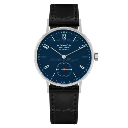 177 | Nomos Tangente Neomatik Midnight Blue Black Leather Folding Clasp 35 mm watch. Buy Online