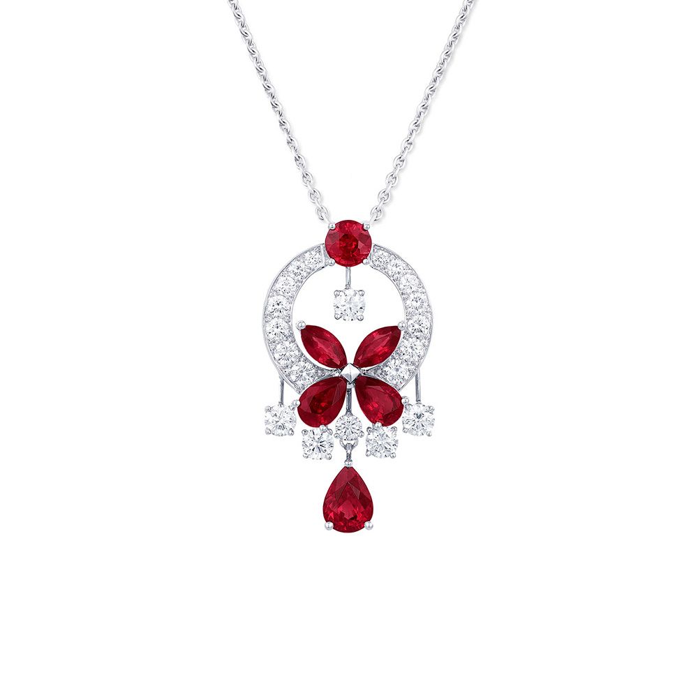 Butterfly Emerald Diamond Ruby Rhinestone Deity Necklace- Emerald Diam -  Radhika Store